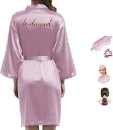 de novia para mujer, de satén para dama de, boda,, batas de novia por la mañana, batas de seda sedosas - champaña pálido-g - Ver 26