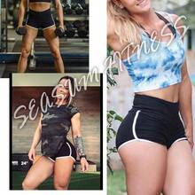 SEASUM Women Scrunch Booty Sexy Shorts High Waist Gym Workout Butt Lifting Yoga Short Hot Costume Outfit Halloween Christmas New Year - #1 線條輪廓黑色 - 查看 7