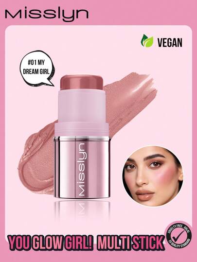 Misslyn You Glow Girl! Multi Stick, Cream Multi Stick, Richly Pigmented & Ultra Blendable Color, Easy To Blend For A Lightweight Makeup Finish, Light To Medium, Y2K Makeup Party Beach Travel Holiday Camping Outdoors Present Rose Fashion Girl New Year Cosmetic Cosplay Best Trip Festivals Color Fancy Campus School Charm Vibe Cny Chinese New Year, Valentine's Day Gifts,Vegan,Cruelty Free
