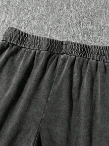 Pantalones cortos casuales de verano para hombre lavados y desgastados con estilo vintage - Negro - Ver 6