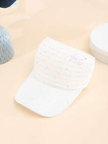 1 件亮片网眼镂空棒球帽，新款夏季透气遮阳多功能跑步骑行棒球帽，适合女士