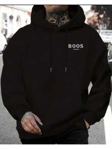 Men's Cold Weather Hoodie Warm Flannel Stylish Casual Fashion Printed B00S - 黑色 - 查看 1