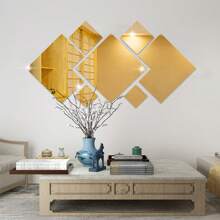 7 Pcs Acrylic Mirror Wall Stickers With Adhesive Art Decal Satin Paper Bedroom Home DIY Decor Removable Stickers