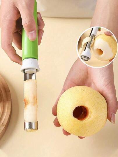 2-en-1 Vide-fruits et Éplucheur - Retrait facile du trognon pour les pommes, poires et plus - Ustensile de cuisine essentiel, Vide-fruits et Éplucheur, en acier inoxydable durable et facile à utiliser