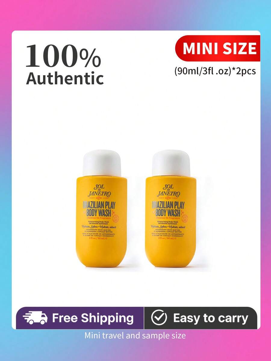 Brazilian Play  -Gel Body Wash 90ml/3fl Oz- Moisturizing Shower Cream With The Iconic Pistachio & Salted Caramel Scent (Cheirosa '62) - Premium Body Cleanser - Hydrating For Soft Skin-Travel Size Mini - 180ml(90ml*2瓶)迷你旅行裝 - 查看 1