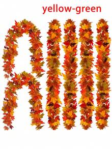 人造植物 1 件/套秋季枫叶花环，5.6 英尺人造枫叶秋季花环，悬挂秋季藤蔓，适用于餐桌秋季门框、感恩节、室内外装饰、秋季装饰、感恩节装饰 - 彩色 - 查看 14