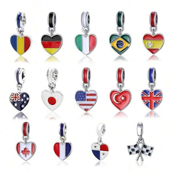 1pc Various National Flag Pendant Necklace, DIY Jewelry Accessory For Women, Fashionable And Elegant, Suitable For Necklaces, Bracelets And Keychains - Perfect Gift For Friends And Family
