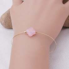 1 brazalete de acero inoxidable para mujer de moda con diseño abierto de piedra natural - geometría - Ver 60