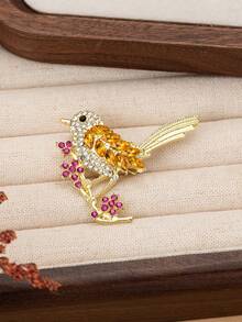 1 pieza Elegante y lujoso broche de pájaro urraca de cristal, accesorio de moda exquisito - Accesorio de broche perfecto para vestidos, bolsos, ropa, chaquetas, camisas, regalos de Navidad, Halloween, regalos para maestros, disfraces y accesorios