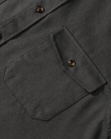 Men's Solid Flannel Shirt Work Long Sleeve Casual Button Down Shirts Outdoor Cotton Warm Shackethalloween - 灰色 - 查看 5