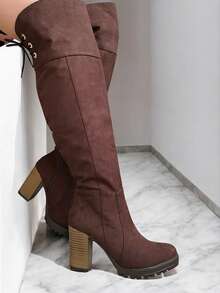 Women Knee-High Boots - Café - View 3