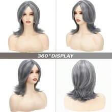 MGrey Wigs For Women Should Length Grey Layered Elderly Hair Wigs With Bangs For Daily Party Use6001 - 灰色-2030 - 查看 2