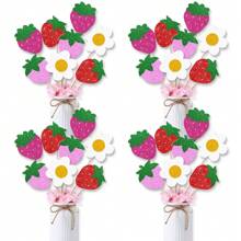 New Strawberry Theme Birthday Party Decoration Set, Happy Birthday Bunting Flag, Strawberry Birthday Home Decor, Room Background Decor, DIY Kit