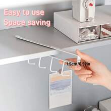 2 Stück/4 Stück/Set Hängeregal, Schrank Tassen Halter, Hängender Kaffeetassenhalter ohne Bohren, Küchenutensilien Aufbewahrung und Organizer Hängeregal, Küchen Aufbewahrungshaken können kleine Gegenstände aufbewahren, platzsparend und macht Ihre Küche und Schlafzimmer ordentlicher und praktischer.