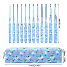 14/12/9 Stück/Set neue blaue Blumen Häkelnadeln aus weichem Material mit Zubehör und Aufbewahrungstasche, geeignet für DIY Strickprojekte wie Pullover, Schal, Socken, Handschuhe