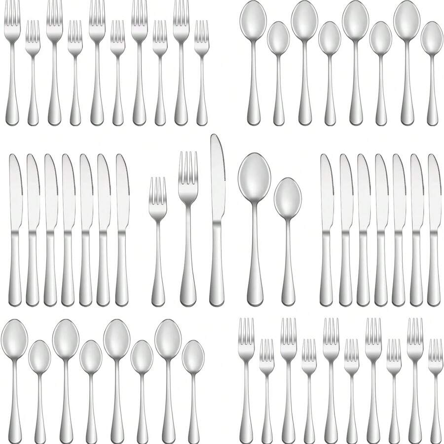 Juego de cubiertos de 30 piezas de acero inoxidable, servicio para 6 personas, cubertería duradera para el hogar y la cocina, incluye cuchillo, cuchara y tenedor