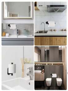1pc Gold Toilet Paper Holder Bathroom Tissue Storage Rack Stainless Steel Paper Towel Hanger