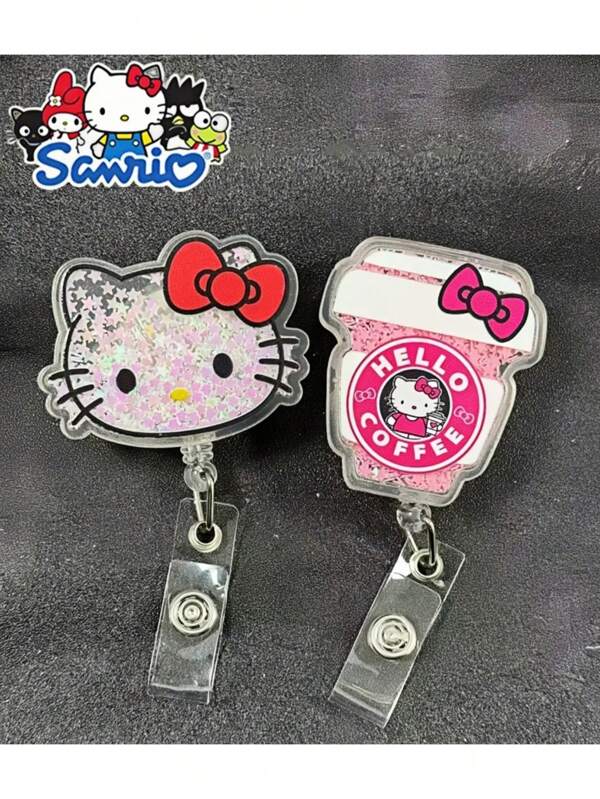 Sanrio [Customer's Favorite] Retractable Nurse Certificate Scroll Clip-Acrylic Material, Cute HelloKitty Pattern, Heart Anatomy Design, Suitable For Registered Nurses, Nurse Assistants, Nursing Students And Doctors.