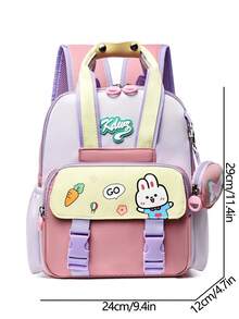 学院风双肩包新款轻便舒适可爱小兔子学生双肩包简约百搭校园背包 - 粉色 - 查看 11