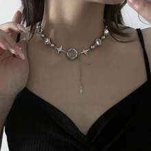 1 pieza Collar de flecos elegante de luz de luna para mujer, vintage personalizado apto para uso diario, bar, fiesta, festival de música