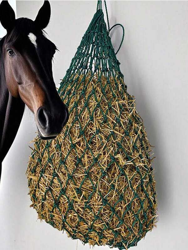 Red de pasto para caballos, bolsa de pasto para caballos, red de comedero de heno con agujeros pequeños, suministros ecuestres, dispositivo de alimentación lenta, red de heno, bolsa de heno