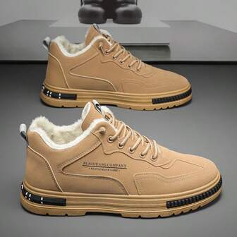 Winter New Men's Shoes Thick Bottom Plush Warm Snow Boots Versatile Sneakers, Anti-Slip Warm Casual Men's Shoes, Suitable For Outdoor Activities In Winter