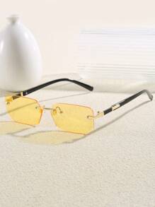 1 副时尚无框眼镜，适合所有场合，学院风，适合返校季，方形，矩形，墨镜