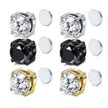 6pcs/Set Stainless Steel Magnetic Earrings, 6mm Magnetic Stud Earrings For Men And Women, Magnetic Non-Piercing Clip-On Earrings