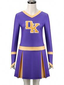 Women Cheerleading Costume Jennifer High School DK Cheer Leader Dress Outfit Uniform Halloween Cosplay Suit - 紫色 - 查看 4