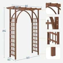 Studyset Garden Arbor,85 Inch Wooden Garden Arch Premium Outdoor Trellis For Climbing Plants,Wooden Wedding Arch Frame For Ceremony,Arbor Trellis For Outdoor Lawn,Patio And Backyard,Easy Assembly (Brown) - Brown - View 3