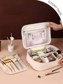 1pc Multifunctional Makeup Bag, Summer Travel Cosmetic Storage Bag, Waterproof Toiletry Bag, Large Capacity Makeup Brush Holder Bag, Convenient Handbag For Skin Care, Cosmetics, Makeup Brushes, Powder Compact, Lipstick, Suitable For Beach, School, Bathroom, Festivals, Valentine's Day, Christmas, Mother's Day Gift For Mothers, Family, Friends, Summer Essentials, Makeup Bag, Bag, Make Up Pouch, Travel Essentials, Makeup Bag, Cosmetic Bag, Large Capacity, Large Makeup Bag,Christmas Gifts,Pouch,Travel,Gifts For Women,Women's Necessaire,Travel Essential,Pouch,Clutch / Small Handbag,Necessaire,Makeup Organizer,Makeup Organize,Pouch,Brush Holder,Mini Pouch,Large Capacity Pouch
