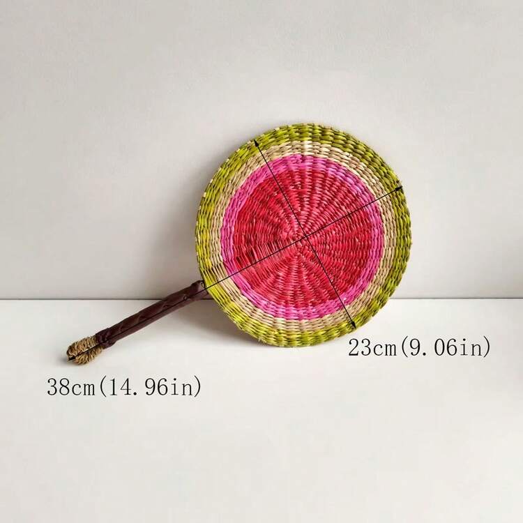 1 szt. 14,96 cala długości x 9,06 cala szerokości tkany wentylator słomkowy, kolorowy tkany wentylator ścienny do letniego chłodzenia - Wielokolorowe - Zobacz 12