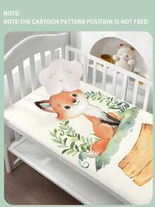 1 件定制 110g 涤纶单人床单，超可爱小狐狸床单，单件弹力绳全包裹，防滑易清洗，可定制您的名字数码印花，适合儿童和青少年 - 彩色 - 查看 3