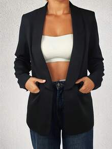 Women's Elegant Solid Color H-Style Fashionable Cardigan, Suitable For All Seasons