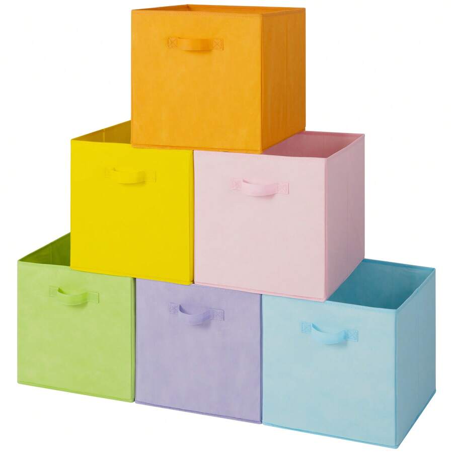 GRANNY SAYS Fabric Storage Cubes, Set Of 6 Cube Storage Boxes 33x33x33, Square Storage Baskets For Kallax Shelves, Collapsible Storage Cube Boxes, Cube Storage Unit Boxes For Organising - Light Multi-color - View 1