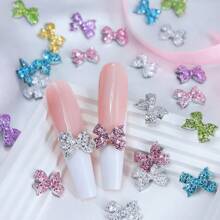 30PCS Kawaii Bow Nail Charms Nail Parts Y2K Romantic Gentle Simple Style Bows Nail Supplies Accessories For DIY Women's Nail Salon Design Decoration