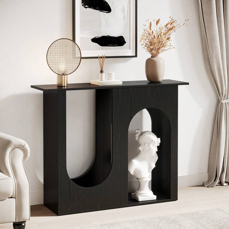 Tribesigns 39.4'' Black Console Table, Narrow Sofa Table Behind The Couch With Arched Design, Modern Foyer Console For Entrance, Hallway, Living Room, Corridor, Easy Assembly - Black - View 1