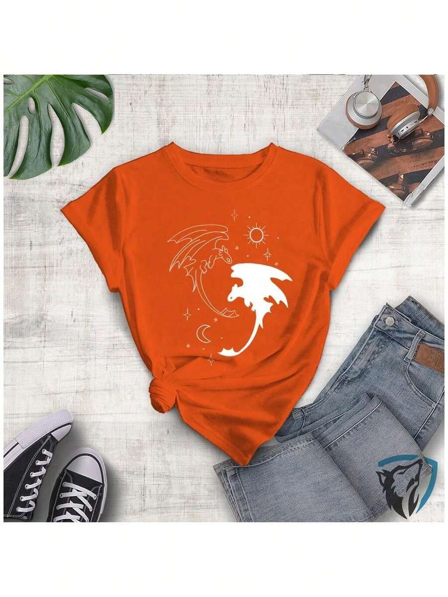 Camiseta Dragões Místicos – Equilíbrio Entre Luz e Sombra