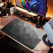 1pc 20*24cm/30*60cm/40*70cm Black & Gray Geometric Minimalist Mouse Pad, Non-Slip Gaming/Work Mouse Mat, Desk Protector Suitable For Students, Leisure Gaming, Office Work, Desktop Accessories,For School Supplies,Back To School Gaming Mouse Pad - Dark Grey - View 5
