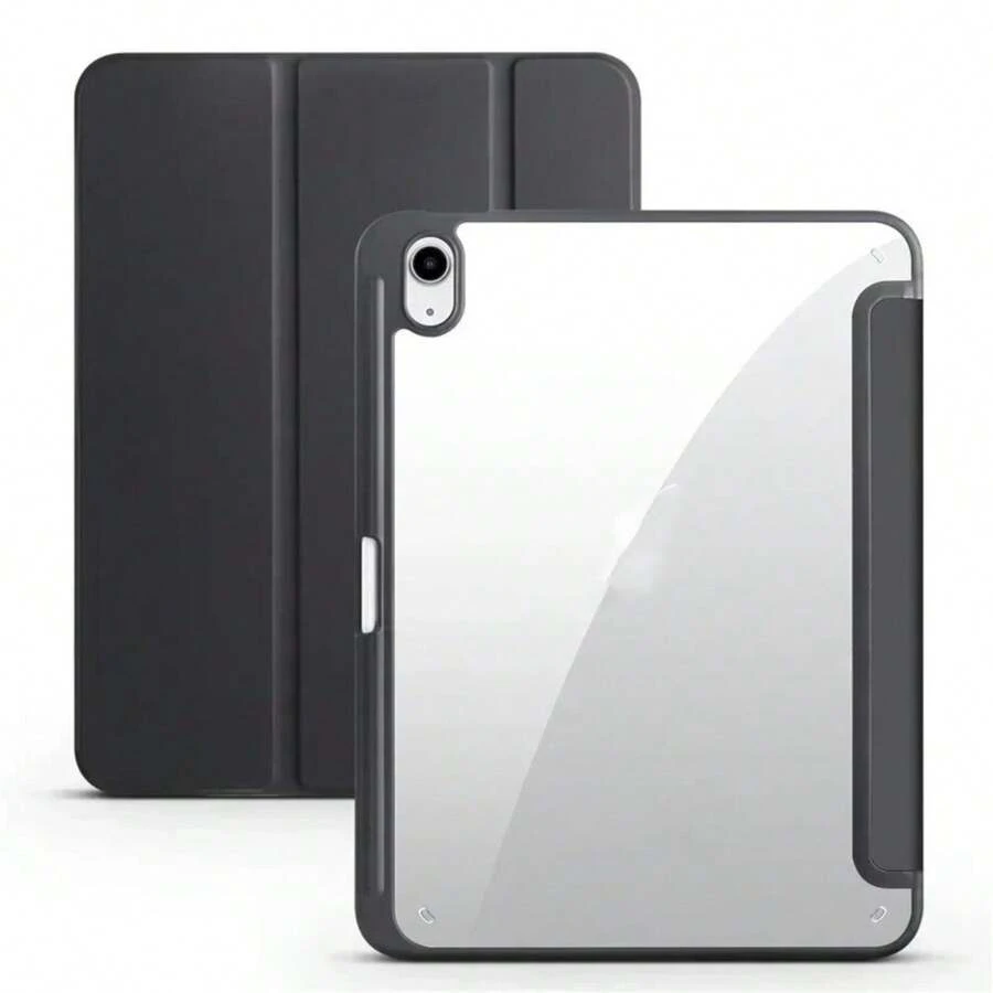 3 Fold Acrylic Smart Sleep Case For Tablet S6 Lite A9+ S7 S8 S9 FE S10 With Pen Slot - 黑色 - 查看 1