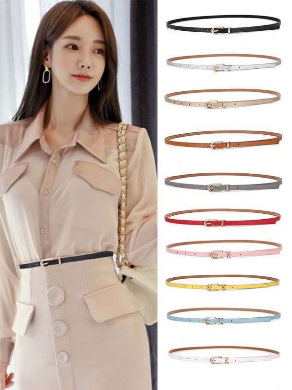 1 Peça Novo Estilo Feminino Cinto Decorativo Multicolorido Para Vestido, Suéter, Calças, Moda Pu Cinto De Cintura Fina