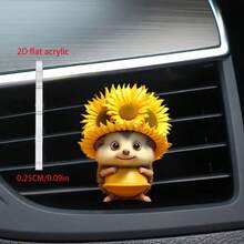 Decoración de clip para rejilla de ventilación de coche con girasol plano 2D - Clip de rejilla de acrílico con almohadilla de fragancia comprimida, se ajusta a la mayoría de los vehículos, accesorio interior de coche, ambientador, idea de regalo creativa, decoración de vehículo | Diseño de girasol | Diseño detallado, plano 2D - Unitalla - Ver 9
