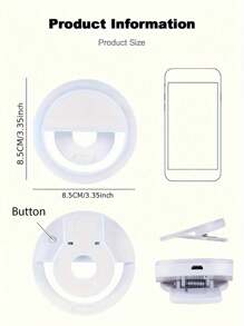 Luce selfie portatile per videoconferenze con molletta per fotocamera del telefono, luce LED molletta-on per videoconferenze, 3 modalità di illuminazione, ricaricabile, portatile, adatta per laptop/telefoni/tablet/chiamate Zoom/trucco
