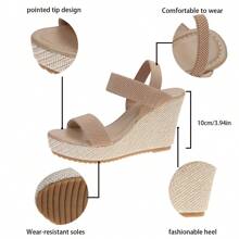 Women's Wedge Heel Platform Sandals, Plus Size, Cross-Border, Espadrille Waterproof Platform, Fashionable Slip-On High Heel Sandals With Chunky Sole