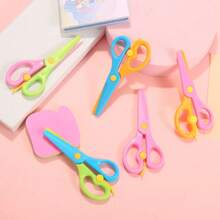 6pcs Kids Scissors, Craft Scissors For Beginners, Plastic Blade Student Art Scissors, Portable DIY Art Supplies, Random Color, Children Craft Scissors, Back To School Stationery