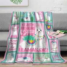 Soft 1pc Llama Print Flannel Fleece Throw Blanket - Warm, Cozy For All Seasons, Knitted Polyester Digital Print, Perfect Gift For Llama Lovers, Ideal For Bed, Sofa, Travel, And Outdoor Camping