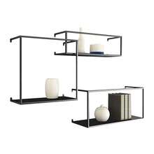 Retro Industrial Black Metal Floating Shelves - Stylish Display Stand For Home And Office Décor, Wall-Mounted Storage Solution For Books, Plants, And Collectibles