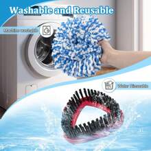 Spin Mop Handle,Mop Heads Replacements,Scrubber Mop Head And Mop Base Compatible With O-Cedar RinseClean 2-Tank Spin Mop System,Mop Handle And Head Replacement Combo Set For Wet Dry Use Floor Cleaning - 水鴨藍 - 查看 10