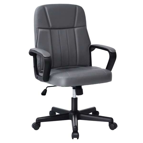 Schreibtisch Stuhl Bürostühle PU-Leder,Drehstuhl mit Verstellbarer Höhe,festen Armlehnen & 360°-Rädern, robuster Schreibtischstuhl für Erwachsene, Gaming, Lernen, Arbeiten