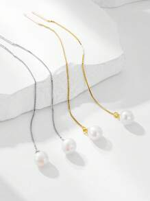 1 par de brincos pendentes de prata esterlina S925 com borla e pérola natural, joia elegante e moderna